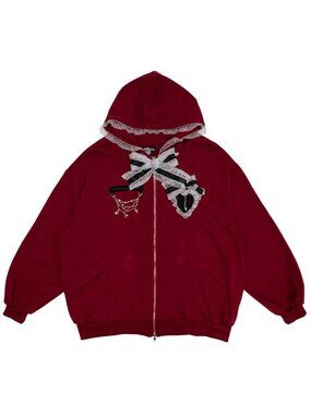 NEW ACDC RAG Swaying Heart Dark Jirai Oversized Zip Up Hoodie